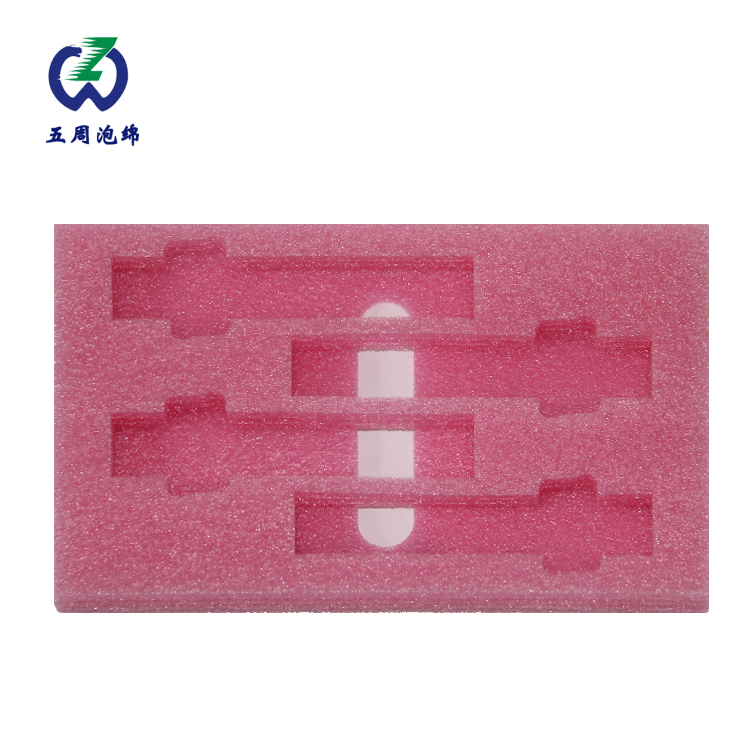 粉色異形定位珍珠棉內(nèi)襯：精密長軸件的精準卡位方案